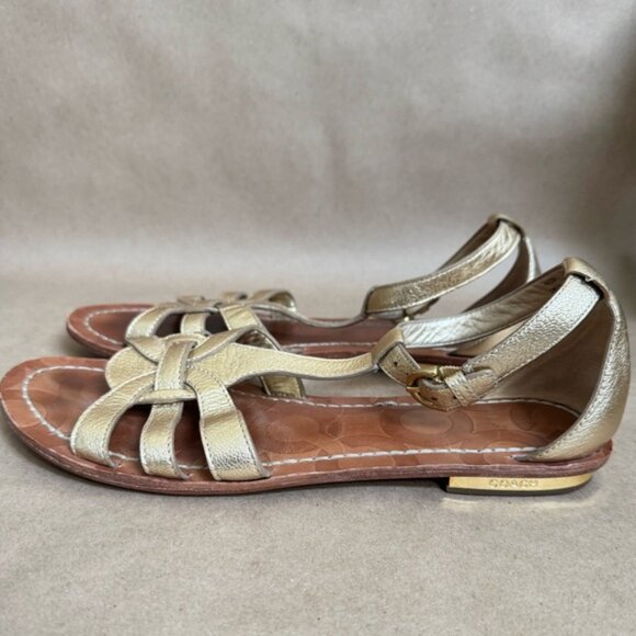 Coach Sally Gold Metallic Leather Sandals. Size 9B - Picture 3 of 10